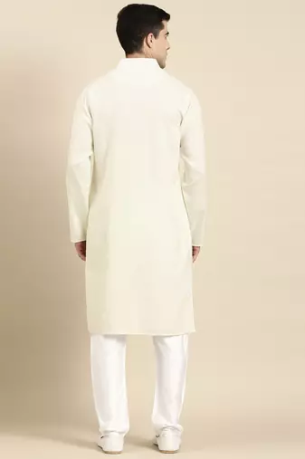 Cream twill weave cotton kurta  set