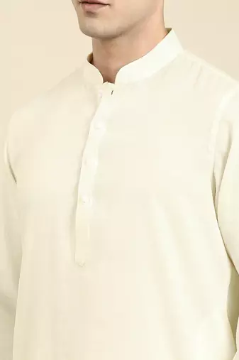 Cream twill weave cotton kurta  set