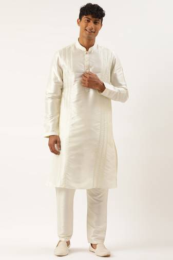 Cream embroidered kurta pajama