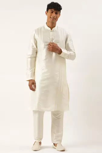 Cream embroidered kurta pajama