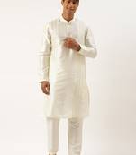 Cream embroidered kurta pajama