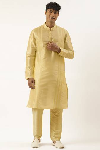 Cream embroidered kurta pajama