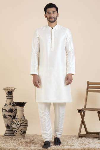 Cream embroidered kurta pajama