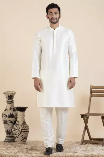 Cream embroidered kurta pajama