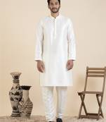 Cream embroidered kurta pajama