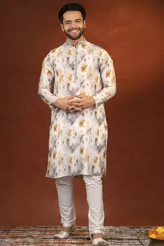 Cream ceremonial kurta pajama
