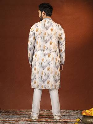 Cream ceremonial kurta pajama 5