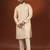 Cream printed side open kurta pajama