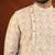 Cream printed side open kurta pajama