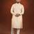 Cream printed side open kurta pajama