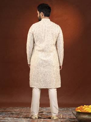 Cream embroidered kurta pajama 5