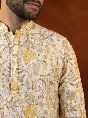 Cream embroidered kurta pajama 2