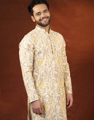 Cream embroidered kurta pajama 5