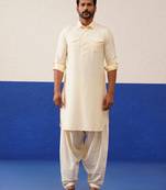 Cream pure cotton pathani with salwar set