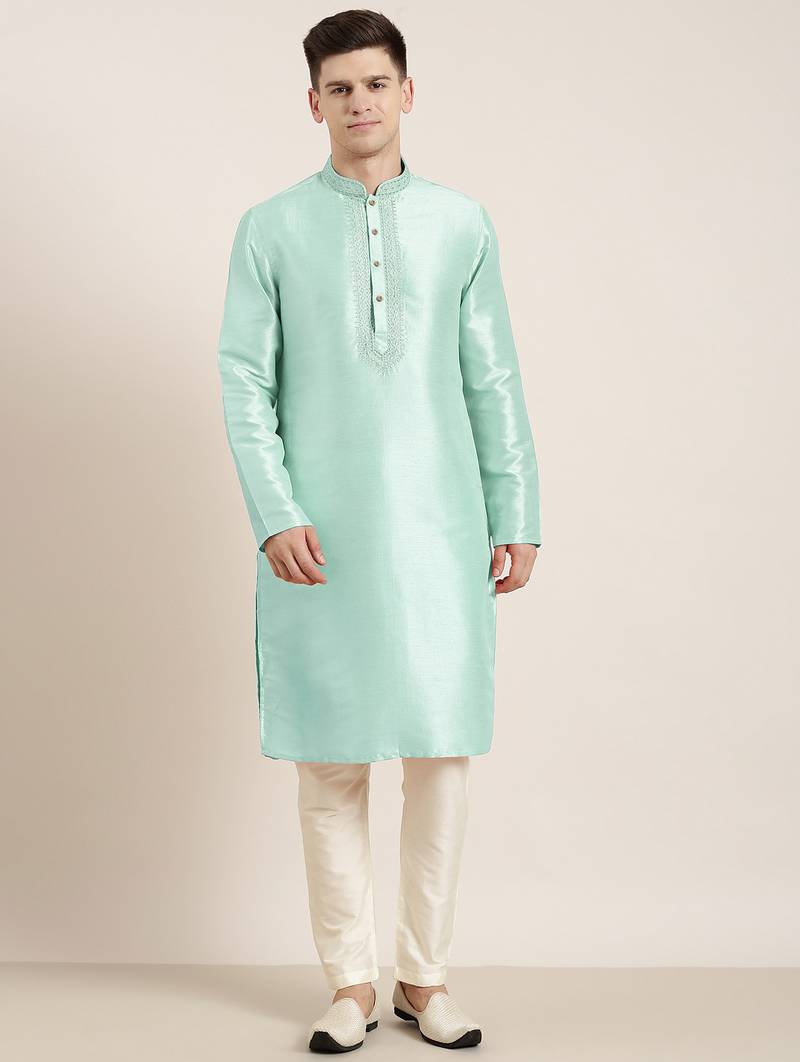 Sky blue embroidered kurta pajama