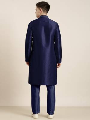 Navy blue embroidered kurta pajama 2