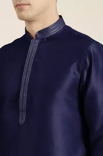 Navy blue embroidered kurta pajama