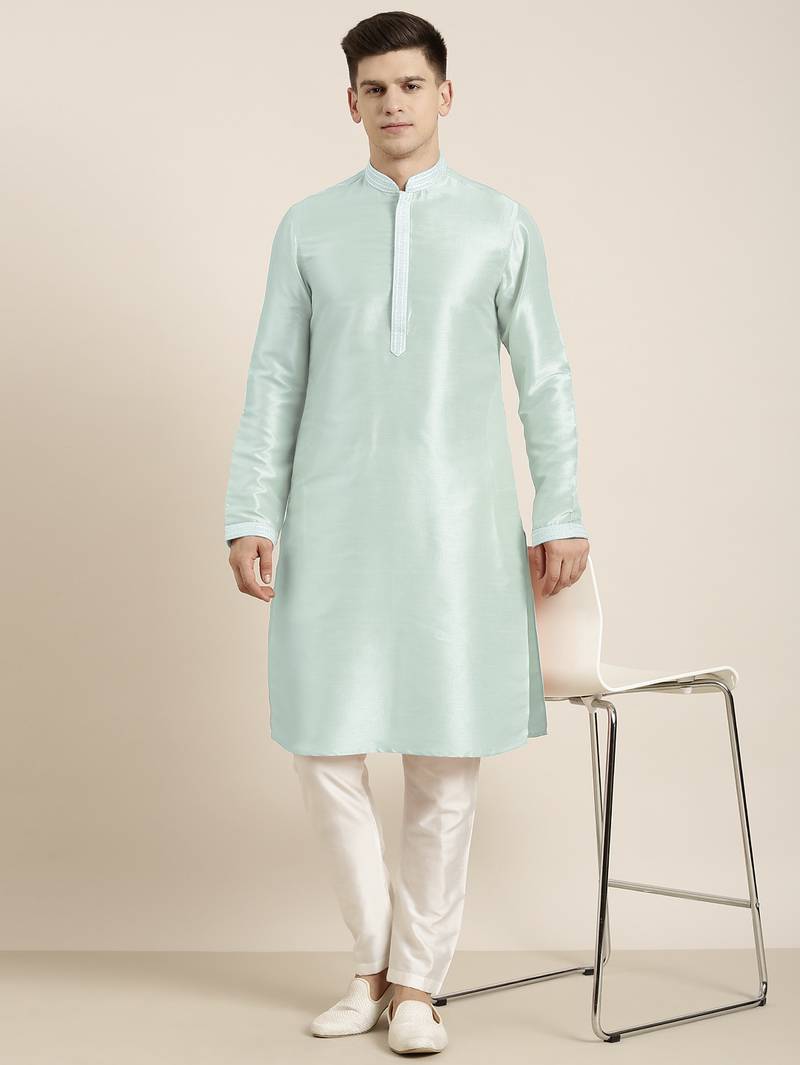 Sky blue embroidered kurta pajama