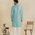 Light blue silk mirror embroidered kurta pajama