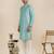 Light blue silk mirror embroidered kurta pajama