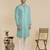 Light blue silk mirror embroidered kurta pajama