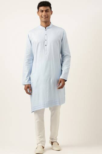 Sky blue asymmetrical kurta pajama