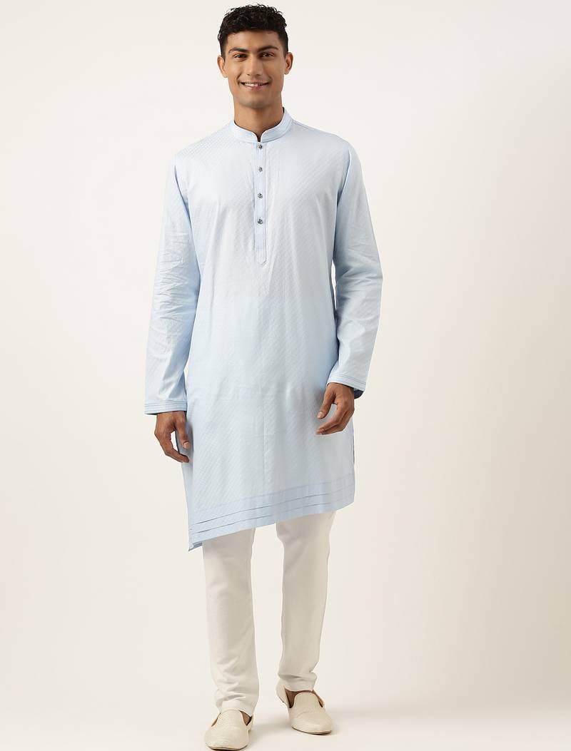 Sky blue asymmetrical kurta pajama
