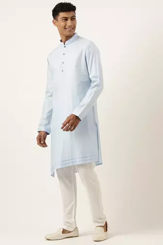Sky blue asymmetrical kurta pajama