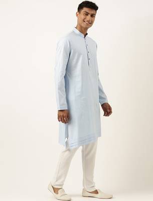Sky blue asymmetrical kurta pajama 4