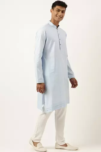 Sky blue asymmetrical kurta pajama