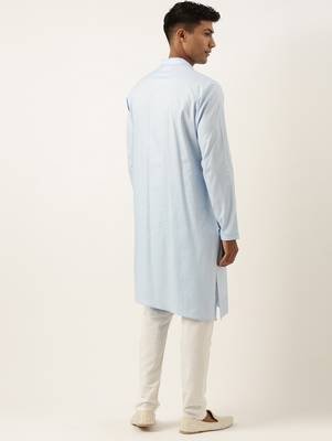 Sky blue asymmetrical kurta pajama 5