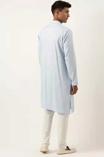 Sky blue asymmetrical kurta pajama