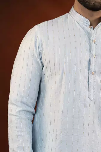 Light blue embroidered kurta pajama