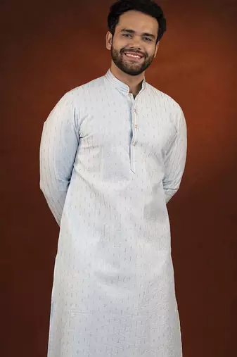 Light blue embroidered kurta pajama