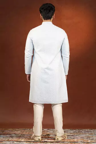 Light blue embroidered kurta pajama