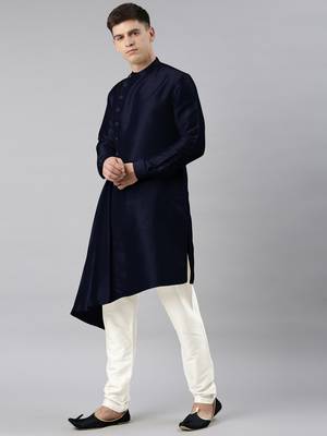 Navy blue drape kurta pajama 2