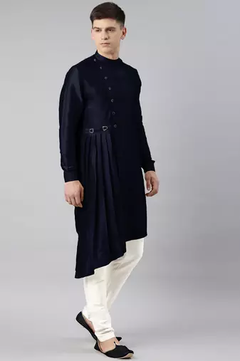 Navy blue drape kurta pajama
