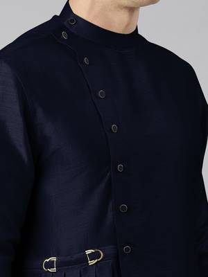 Navy blue drape kurta pajama 5