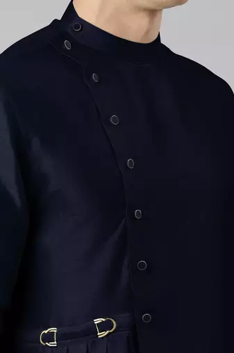 Navy blue drape kurta pajama