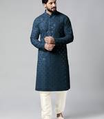 Blue mirror embroidery kurta pajama