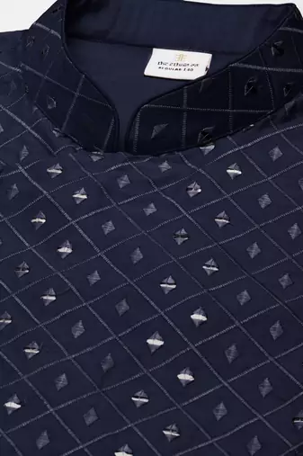 Blue embroidery angrakha kurta pajama