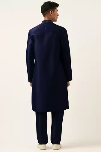 Blue embroidery angrakha kurta pajama