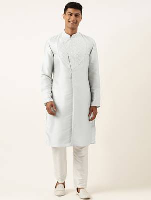 Sky blue embroidery angrakha kurta pajama 1