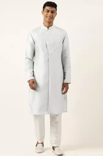 Sky blue embroidery angrakha kurta pajama