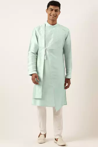 Sky blueembroidery angrakha kurta pajama