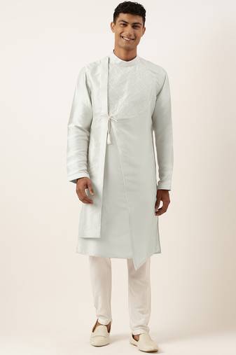 Light blue embroidery angrakha kurta pajama