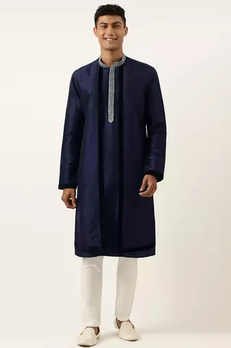 Blue embroidered layered kurta pajama