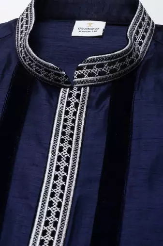 Blue embroidered layered kurta pajama