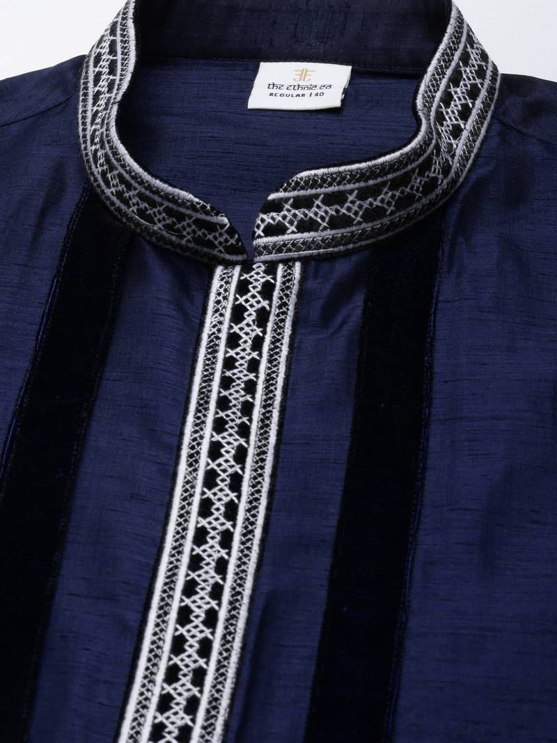 Blue embroidered layered kurta pajama
