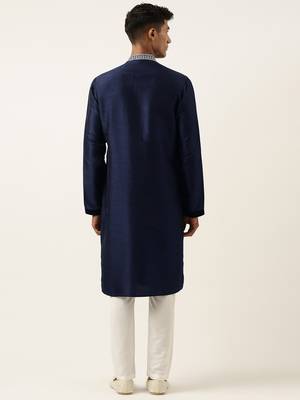 Blue embroidered layered kurta pajama 4